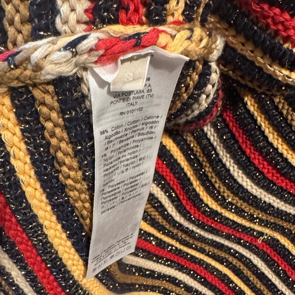 New NWT Stefanel Striped Crochet Sleeveless Oversized Open Front Cardigan - Picture 7 of 11